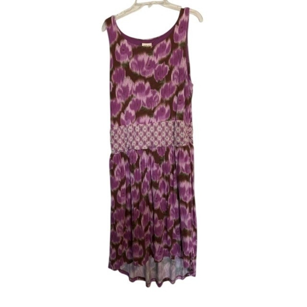 Matilda Jane Adore Me Womens Purple Floral High Low Smocked Waist Dress Large L